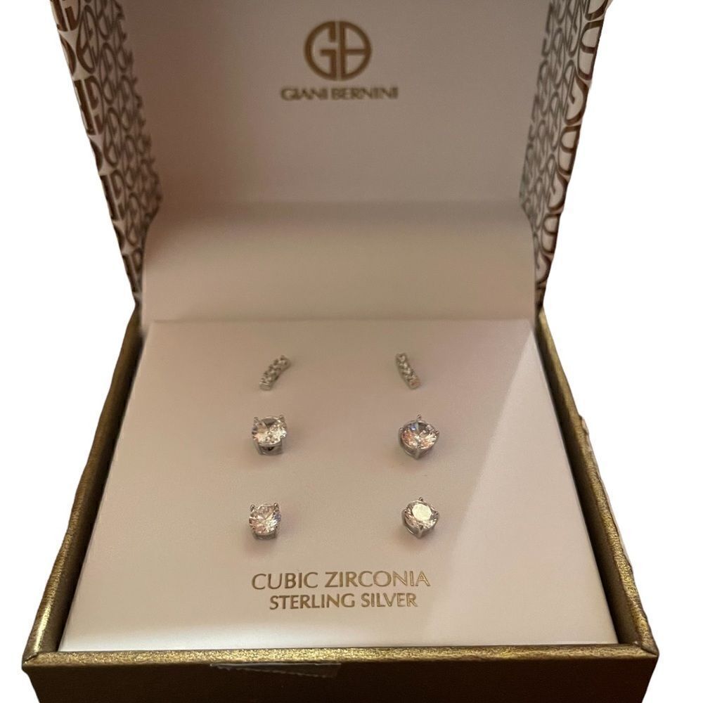 NIB Giani Bernini cubic zirconia sterling silver earrings set